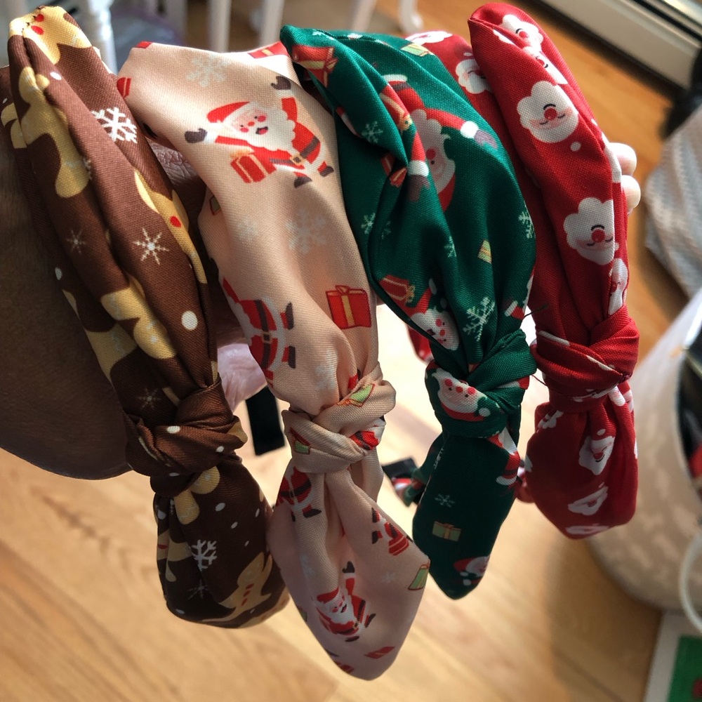 Holiday Knot Headbands - Red, Green, Cream & Brown